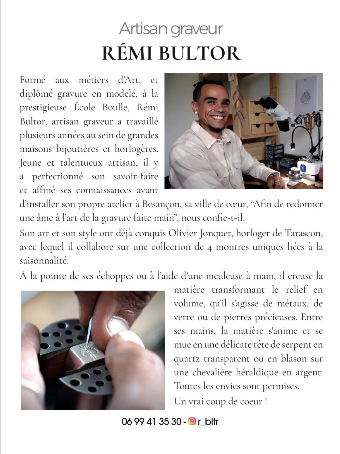 Rémi Bultor – Parution dans le magazine GALA